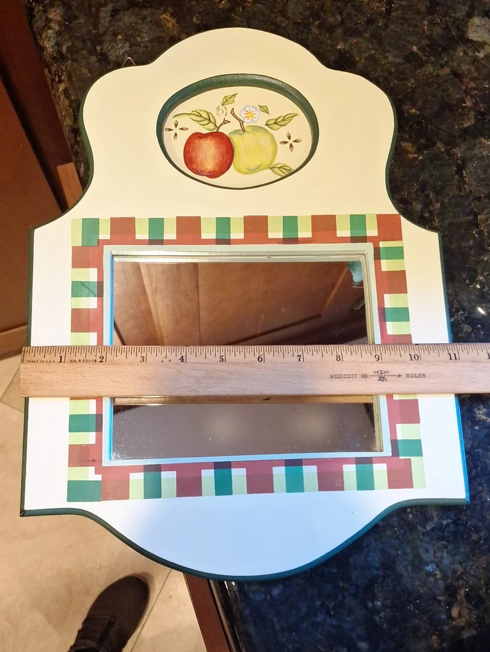 2002 Jo-Ann's Hand-Painted Apple Mirror with Checker Trim